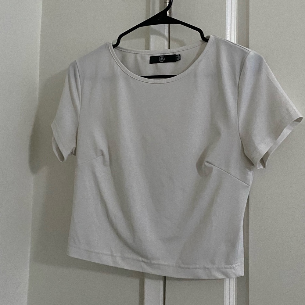 White Short Sleeve Crop Top
